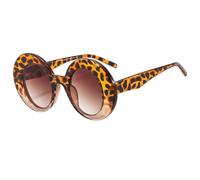 ETETGVG Color Fashion Oval Oversized Sunglasses for Women Men Colorful Retro Round Gradient Punk(Leopard Tea Gradient)