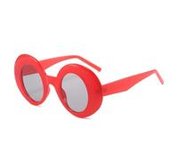 ETETGVG Color Fashion Oval Oversized Sunglasses for Women Men Colorful Retro Round Gradient Punk(Red Black)