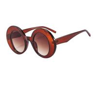 ETETGVG Color Fashion Oval Oversized Sunglasses for Women Men Colorful Retro Round Gradient Punk(Tea Tea)