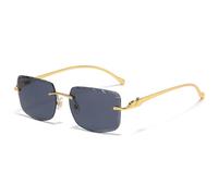 ETETGVG Cut Lens Sunglasses for Men and Women Frameless Metal Leopard Head Frame Retro High-end Uv400 Travel(BLACK C1)