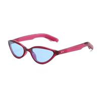 ETETGVG Fashion Cat Eye Sunglasses for Women Men Retro Rivets Uv400(Rose Red Blue)
