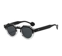 ETETGVG Fashion Double Color Round Sunglasses for Women Men Uv400 Retro Trending Rivets Punk(Black Clear Grey)