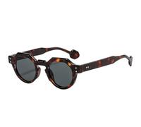 ETETGVG Fashion Double Color Round Sunglasses for Women Men Uv400 Retro Trending Rivets Punk(Leopard Black)