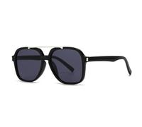ETETGVG Fashion Oversized Double Bridges Sunglasses for Women Men Uv400 Retro Rivets(C1 Black Black)
