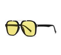ETETGVG Fashion Oversized Double Bridges Sunglasses for Women Men Uv400 Retro Rivets(C2 Black Yellow)