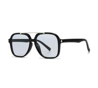 ETETGVG Fashion Oversized Double Bridges Sunglasses for Women Men Uv400 Retro Rivets(C3 Black Light Blue)