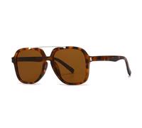 ETETGVG Fashion Oversized Double Bridges Sunglasses for Women Men Uv400 Retro Rivets(C7 Leopard Tea)