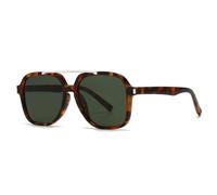 ETETGVG Fashion Oversized Double Bridges Sunglasses for Women Men Uv400 Retro Rivets(C8 Leopard Green)