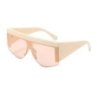 ETETGVG Fashion Punk Sunglasses for Women Men Luxury Steampunk Big Frame One Pieces Glasses Ladies Driving Travel Uv400(Beige Pink)