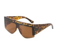 ETETGVG Fashion Punk Sunglasses for Women Men Luxury Steampunk Big Frame One Pieces Glasses Ladies Driving Travel Uv400(Leopard Brown)