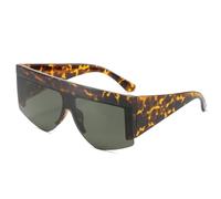 ETETGVG Fashion Punk Sunglasses for Women Men Luxury Steampunk Big Frame One Pieces Glasses Ladies Driving Travel Uv400(Leopard Green)