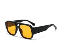 ETETGVG Fashion Sunglasses for Women Men Double Bridges Candy Color Retro Wide Legs Uv400(Black Orange)
