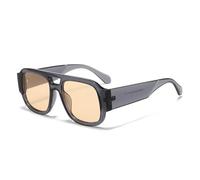 ETETGVG Fashion Sunglasses for Women Men Double Bridges Candy Color Retro Wide Legs Uv400(Gray Champagne)