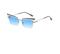 ETETGVG Female Hollow Retro Cat Eye Sunglasses for Women Metal Luxury for Party(Tint Blue)