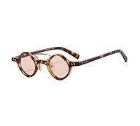 ETETGVG Hippie Small Round Sunglasses for Men Women Retro Steam Punk Double Beam Gradient Vintage Driving Uv400(Leopard Tea)
