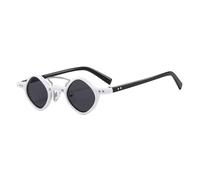 ETETGVG Hippie Small Round Sunglasses for Men Women Retro Steam Punk Double Beam Gradient Vintage Driving Uv400(WhiteBlack Grey)