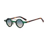 ETETGVG Hippie Small Round Sunglasses for Men Women Retro Steam Punk Double Beam Gradient Vintage Driving Uv400(GreenLeo GreenTea)