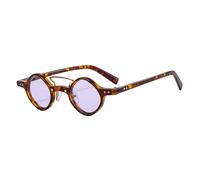 ETETGVG Hippie Small Round Sunglasses for Men Women Retro Steam Punk Double Beam Gradient Vintage Driving Uv400(Leopard Purple)