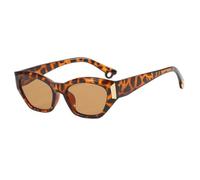 ETETGVG Irregular Cat Eye Sunglasses for Women Men Luxury Retro Small Frame Cateye Vintage Eyewear(leopard tea)