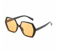 ETETGVG Large Frame Sunglasses for Women Men Vintage Polygon Outdoors Driving Unisex Uv400(Black Orange)