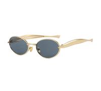 ETETGVG Luxury Metal Frame Small Oval Sunglasses for Women's Men Travel Party Uv400(Gold Gray)