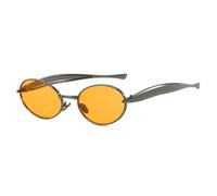 ETETGVG Luxury Metal Frame Small Oval Sunglasses for Women's Men Travel Party Uv400(Gun Orange)