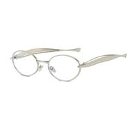 ETETGVG Luxury Metal Frame Small Oval Sunglasses for Women's Men Travel Party Uv400(Silver Clear)