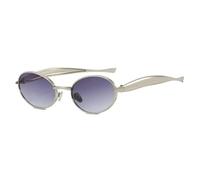 ETETGVG Luxury Metal Frame Small Oval Sunglasses for Women's Men Travel Party Uv400(Silver Gray)