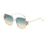 ETETGVG Luxury Rhinestones Metal Frame Sunglasses for Women Party Travel(Green Yellow)