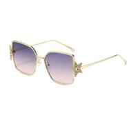 ETETGVG Luxury Rhinestones Metal Frame Sunglasses for Women Party Travel(Purple Pink)