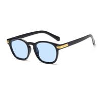 ETETGVG Luxury Round Frame Sunglass for Women's Men Travel Driving Uv400(Black Blue)