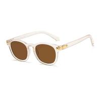 ETETGVG Luxury Round Frame Sunglass for Women's Men Travel Driving Uv400(Champagne Brown)
