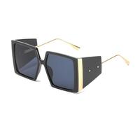 ETETGVG Metal Sunglasses for Men Women Oversized Steampunk Outdoor Travel Driving Uv400(Black Gray)