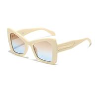 ETETGVG Oversized Double Color Sunglasses for Women Men Retro Gradient Lens Uv400 Trending(Beige)