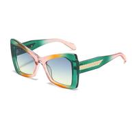 ETETGVG Oversized Double Color Sunglasses for Women Men Retro Gradient Lens Uv400 Trending(Green Pink Gradient)