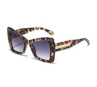 ETETGVG Oversized Double Color Sunglasses for Women Men Retro Gradient Lens Uv400 Trending(Purple Leopard Gray)