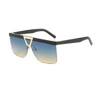 ETETGVG Oversized One Piece Sunglasses for Women Men Retro Half Female Outdoor Driving Uv400(Black Green Yellow)