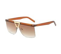 ETETGVG Oversized One Piece Sunglasses for Women Men Retro Half Female Outdoor Driving Uv400(Brown Brown)