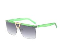 ETETGVG Oversized One Piece Sunglasses for Women Men Retro Half Female Outdoor Driving Uv400(Green Gradient Gray)