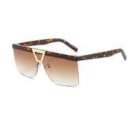 ETETGVG Oversized One Piece Sunglasses for Women Men Retro Half Female Outdoor Driving Uv400(Leopard Tea)