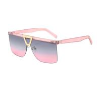 ETETGVG Oversized One Piece Sunglasses for Women Men Retro Half Female Outdoor Driving Uv400(Pink Gray Pink)