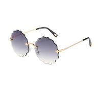 ETETGVG Oversized Round Sunglasses for Women Men Fashion Luxury Rimless Outdoors Travel Uv400(Gold Gradient Gray)