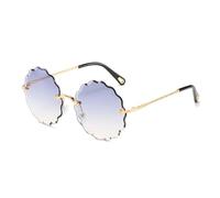 ETETGVG Oversized Round Sunglasses for Women Men Fashion Luxury Rimless Outdoors Travel Uv400(Gold Gray)