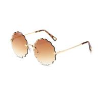 ETETGVG Oversized Round Sunglasses for Women Men Fashion Luxury Rimless Outdoors Travel Uv400(Gold Tea)