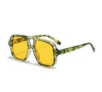 ETETGVG Popular Fashion Double Bridges Sunglasses for Men Vintage Punk Uv400 Trending(Green Yellow)
