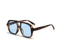 ETETGVG Popular Fashion Double Bridges Sunglasses for Men Vintage Punk Uv400 Trending(Leopard Blue)