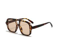 ETETGVG Popular Fashion Double Bridges Sunglasses for Men Vintage Punk Uv400 Trending(Leopard Light Tea)