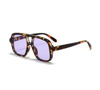 ETETGVG Popular Fashion Double Bridges Sunglasses for Men Vintage Punk Uv400 Trending(Leopard Purple)