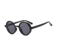 ETETGVG Popular Retro Sunglasses for Women Round Punk Trendy Hip Hop Rock Roll Orange Steam Uv400(Black Grey)