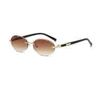 ETETGVG Popular Women Men Shades Oval Sun Glasses For Female Male Traveling UV400 Rimless Sunglasses Round Fashion,GRADIENT BROWN,one size